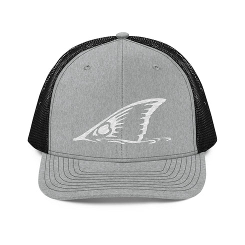 White Redfish Tail Embroidered Trucker Cap for Outdoor Style - Adjustable Comfort and Classic Fit